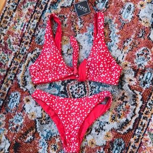 ZAFUL: red floral bikini